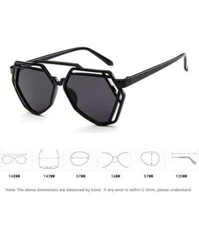 Aviator Fashion Polygon Women Sunglasses UV400 Oculos De Sol Brand C8 Black Green - C6 Black Red - CL18YZWSM4G $9.87