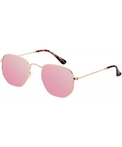 Wrap Polarized Sunglasses for Women Men Small Trendy Square Mirrored Vintage Sun Glasses Hexagonal ANDWOOD - CI18WKO259I $26.40