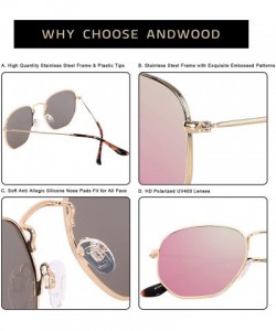 Wrap Polarized Sunglasses for Women Men Small Trendy Square Mirrored Vintage Sun Glasses Hexagonal ANDWOOD - CI18WKO259I $15.97