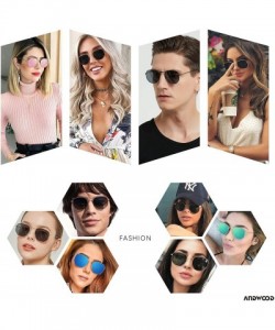 Wrap Polarized Sunglasses for Women Men Small Trendy Square Mirrored Vintage Sun Glasses Hexagonal ANDWOOD - CI18WKO259I $15.97