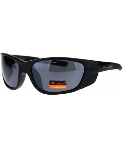 Oval Xloop Sunglasses Mens Wrap Around Side Cover Oval Shield Frame UV 400 - Black (Black) - C7192RT2G4O $24.27
