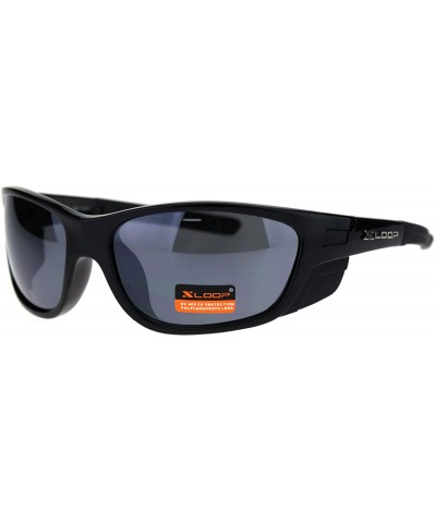 Oval Xloop Sunglasses Mens Wrap Around Side Cover Oval Shield Frame UV 400 - Black (Black) - C7192RT2G4O $12.96