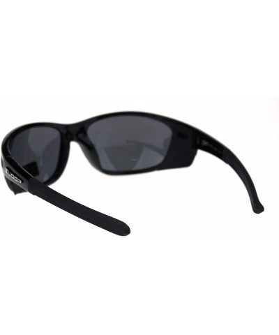 Oval Xloop Sunglasses Mens Wrap Around Side Cover Oval Shield Frame UV 400 - Black (Black) - C7192RT2G4O $12.96