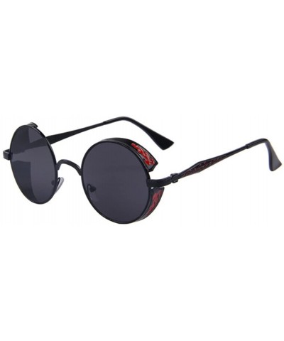 Goggle Women UV400 Mirror Sunglasses Classic Round Shades Sun Glasses Eyewear - Black - CZ17Z48TOWG $11.22
