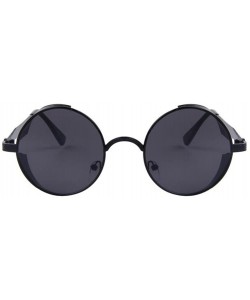 Goggle Women UV400 Mirror Sunglasses Classic Round Shades Sun Glasses Eyewear - Black - CZ17Z48TOWG $11.22