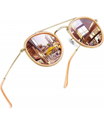 Round Vintage Round Sunglasses for Women Retro Brand Polarized Sun Glasses E3447 - Pink Retro - C8188MQGNAX $27.74