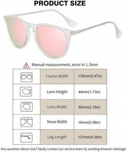 Aviator Polarized Sunglasses for Women Vintage Retro Round Mirrored Lens - Clear Matte Frame Light Pink Mirrored Lens - CJ18X...