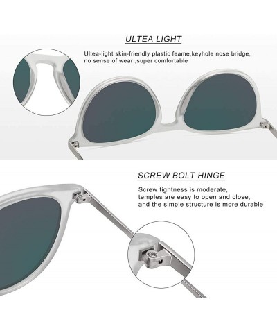 Aviator Polarized Sunglasses for Women Vintage Retro Round Mirrored Lens - Clear Matte Frame Light Pink Mirrored Lens - CJ18X...
