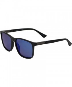 Sport Mens Polarized Sports Rectangular Sunglasses UV Protection Anti Glare - Matte Black + Blue Mirror - CY195D2N6HI $10.78