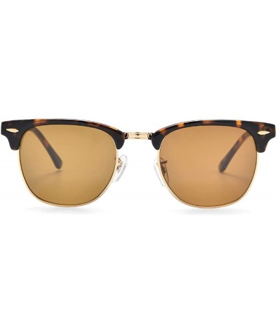 Square sunglasses for women men TR90 frame TAC and crystal glass lens sun glasses - Leopard Frame/Brown Lens - CM194R896Q2 $1...