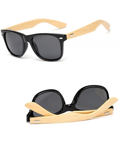 Oval Bamboo feet Sunglasses/men's and women's classic color film Sunglasses/bamboo glasses. - Black - CF18DICTYG8 $27.87