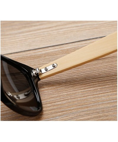 Oval Bamboo feet Sunglasses/men's and women's classic color film Sunglasses/bamboo glasses. - Black - CF18DICTYG8 $9.60