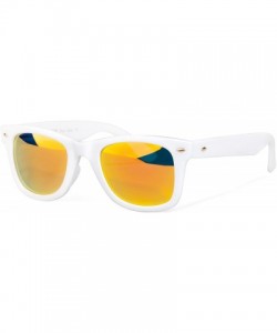 Square Sunglasses for Women UV400 Lens Rivet Trim Square Frame - Yellow Lens/White Frame - CP18EXRGZ30 $12.20