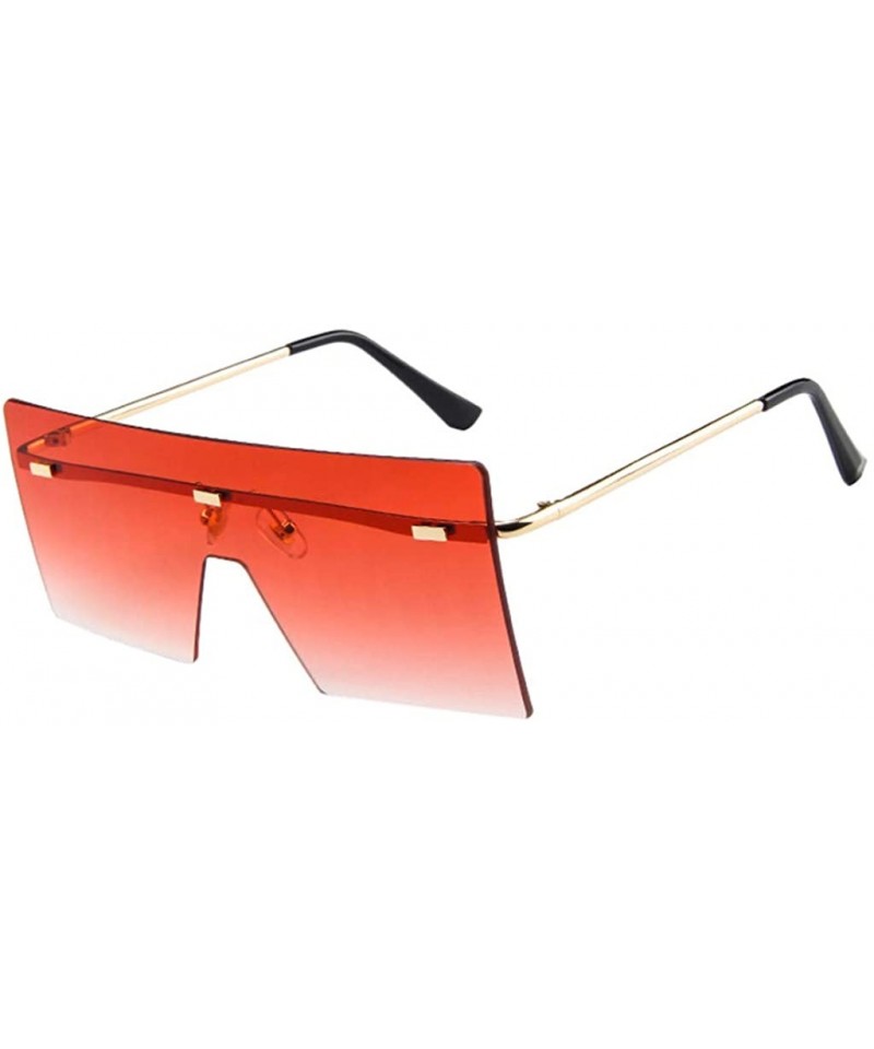 Square Oversized Square Sunglasses Flat Top Fashion Shades Oversize Sunglasses - Red - CL195NH0IQA $9.86