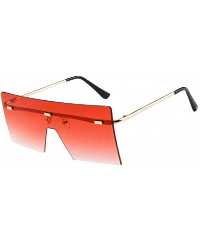 Square Oversized Square Sunglasses Flat Top Fashion Shades Oversize Sunglasses - Red - CL195NH0IQA $9.86