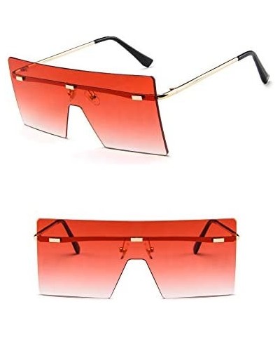 Square Oversized Square Sunglasses Flat Top Fashion Shades Oversize Sunglasses - Red - CL195NH0IQA $9.86