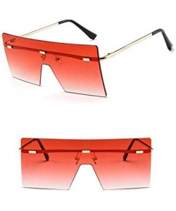 Square Oversized Square Sunglasses Flat Top Fashion Shades Oversize Sunglasses - Red - CL195NH0IQA $9.86