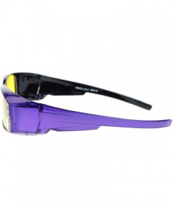 Wrap Womens Polarized Sunglasses that Fit Over your Prescription Glasses with Night Driving Lens - Purple - CI11STO44JJ $17.32