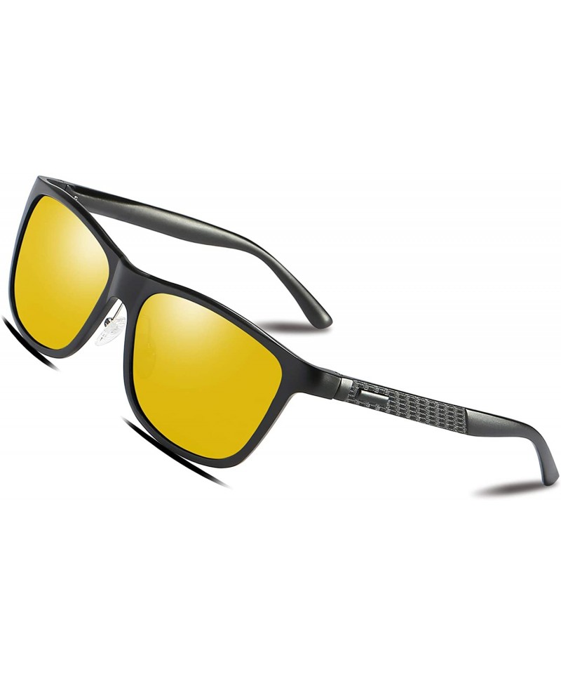 Rectangular Night Driving Glasses Anti Glare Polarized - HD Night Vision Glasses for Driving Rainy Safely Sports Glasses - C8...