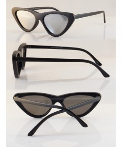 Cat Eye Iconic Celebrity Mirrored Slim Cat-Eye Sunglasses A057 - Black/ Silver Revo - CL1893I45LU $10.02