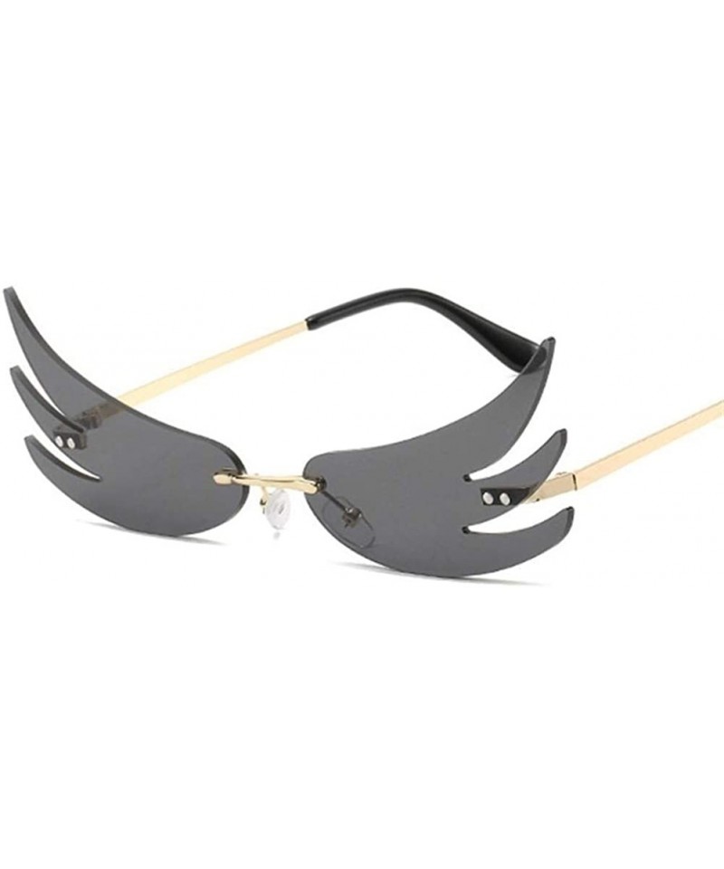 Rimless Flame Sunglasses for Women Rimless Sun Glasses Wing Sun glasses - Gold Black - CO1906DI20K $11.14