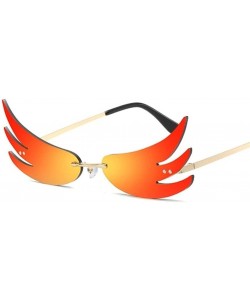 Rimless Flame Sunglasses for Women Rimless Sun Glasses Wing Sun glasses - Gold Black - CO1906DI20K $11.14