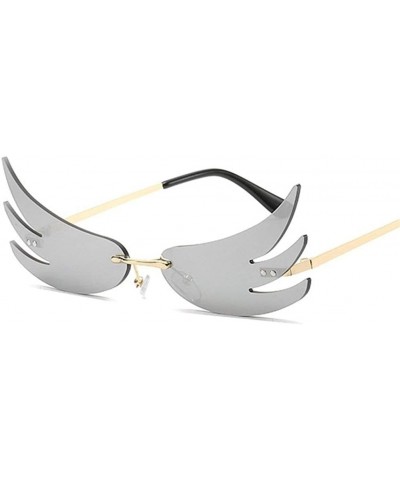 Rimless Flame Sunglasses for Women Rimless Sun Glasses Wing Sun glasses - Gold Black - CO1906DI20K $11.14