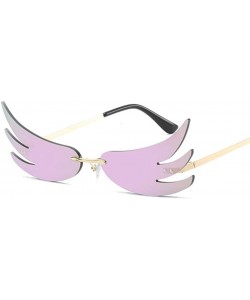 Rimless Flame Sunglasses for Women Rimless Sun Glasses Wing Sun glasses - Gold Black - CO1906DI20K $11.14