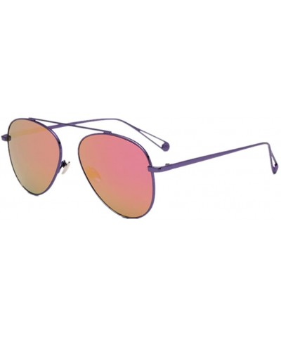 Aviator Women Flat Aviation UV400 Sunglass Men Mirrored Glasses Panel Shade Eyewear - Red - C4182Q0GY9K $22.58