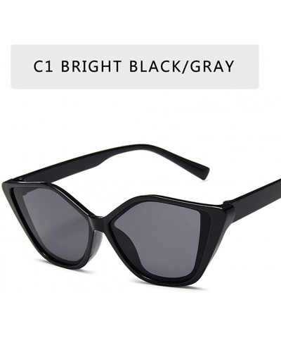 Cat Eye New Vintage Black Cat Eye Sunglasses Women Mirror Small Frame Cateye Sun Glasses For Female Shades UV400 - C1 - C1198...