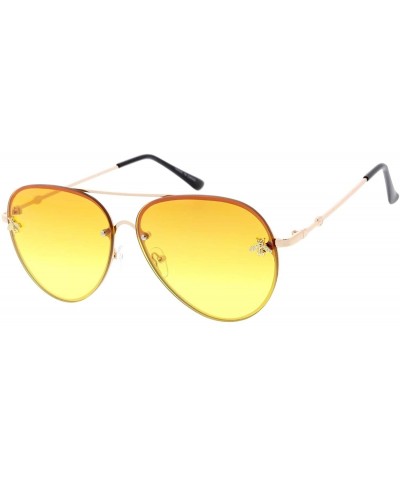 Aviator Flat Top Elegant Candy Lens Fashion Aviator Sunglasses - Yellow - C818URM50XY $10.93