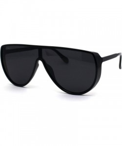 Oversized Womens Shield Oversize Plastic Designer Fashion Sunglasses - All Black - C5196QY7UOS $13.93