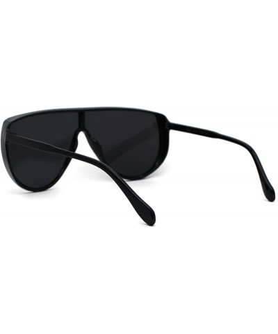 Oversized Womens Shield Oversize Plastic Designer Fashion Sunglasses - All Black - C5196QY7UOS $13.93