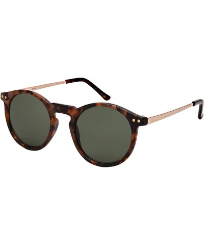 Oval Vintage 80s Style Oval Round Sunglass Free Pouch Included 53109-SD - Brown Tortoise Frame/Green Lens - CQ18OKH2ILU $9.71