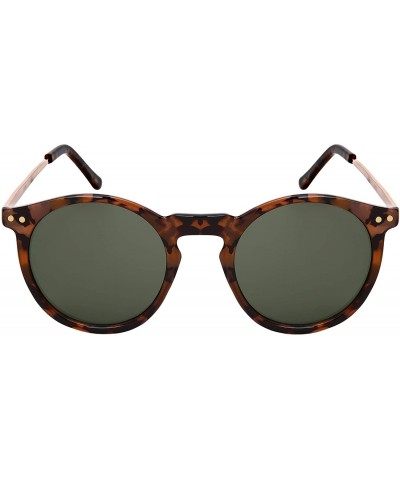 Oval Vintage 80s Style Oval Round Sunglass Free Pouch Included 53109-SD - Brown Tortoise Frame/Green Lens - CQ18OKH2ILU $9.71