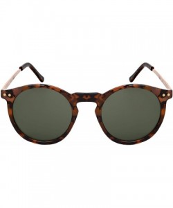 Oval Vintage 80s Style Oval Round Sunglass Free Pouch Included 53109-SD - Brown Tortoise Frame/Green Lens - CQ18OKH2ILU $9.71