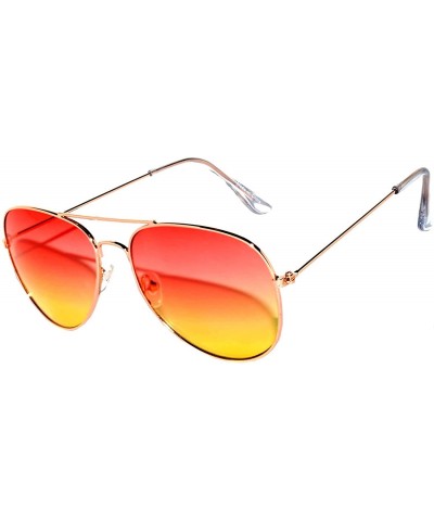 Oversized Aviator Women Men Metal Sunglasses Fashion Designer Frame Colored Lens - 064_c2_red_yellow - CZ17AA87ZOQ $8.32