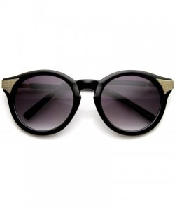 Cat Eye Womens Fashion P3 Circle Round Cat Eye Sunglasses (Black-Gold) - C411J49XG8N $9.86