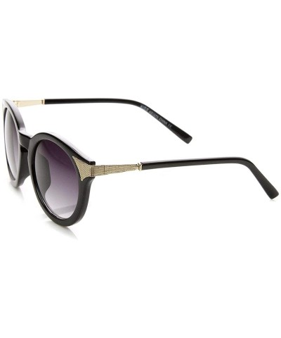 Cat Eye Womens Fashion P3 Circle Round Cat Eye Sunglasses (Black-Gold) - C411J49XG8N $9.86
