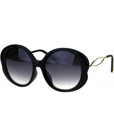 Oversized Womens Designer Style Sunglasses Cute Round Shape Shades UV 400 - Black (Smoke) - CQ18OAXI7IA $10.76