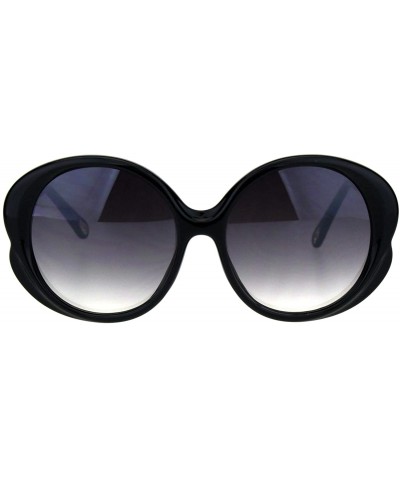 Oversized Womens Designer Style Sunglasses Cute Round Shape Shades UV 400 - Black (Smoke) - CQ18OAXI7IA $10.76