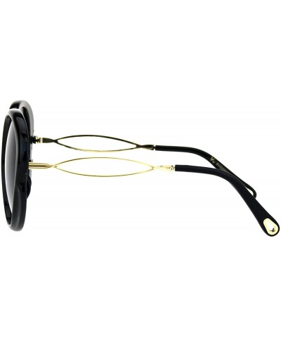 Oversized Womens Designer Style Sunglasses Cute Round Shape Shades UV 400 - Black (Smoke) - CQ18OAXI7IA $10.76
