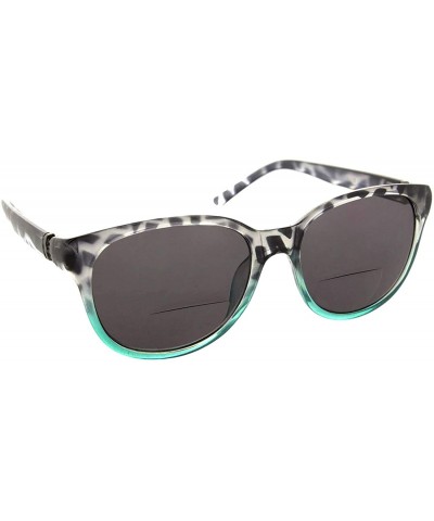 Round Cateye Bifocal Reading Sunglasses for Women Sunglass Readers with Designer Style - Black/Teal - C5182S8ES35 $14.13