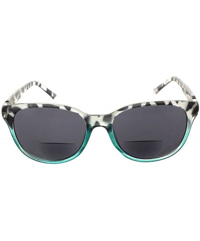 Round Cateye Bifocal Reading Sunglasses for Women Sunglass Readers with Designer Style - Black/Teal - C5182S8ES35 $14.13