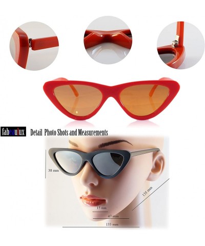 Cat Eye Iconic Celebrity Mirrored Slim Cat-Eye Sunglasses A057 - Black/ Silver Revo - CL1893I45LU $10.02