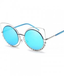 Sport Luxury Rhinestone Sunglass Fashion Cateye Sun Glasses Women Vintage Round Lens Sunglasses UV400 - Gold - CT18XGH486Q $4...