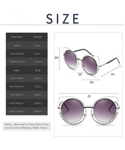 Sport Luxury Rhinestone Sunglass Fashion Cateye Sun Glasses Women Vintage Round Lens Sunglasses UV400 - Gold - CT18XGH486Q $4...
