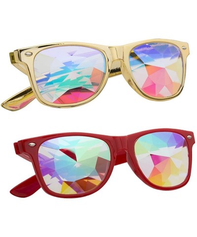 Sport Kaleidoscope Glasses - Rainbow Rave Prism Diffraction Crystal Lens Sunglasses Goggles - Red+yellow - C718H552TIU $23.26
