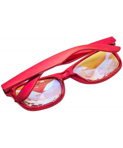 Sport Kaleidoscope Glasses - Rainbow Rave Prism Diffraction Crystal Lens Sunglasses Goggles - Red+yellow - C718H552TIU $23.26