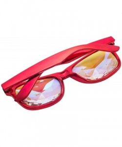 Sport Kaleidoscope Glasses - Rainbow Rave Prism Diffraction Crystal Lens Sunglasses Goggles - Red+yellow - C718H552TIU $23.26